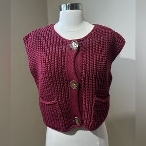 Women's Burgundy Knit Sweater Vest